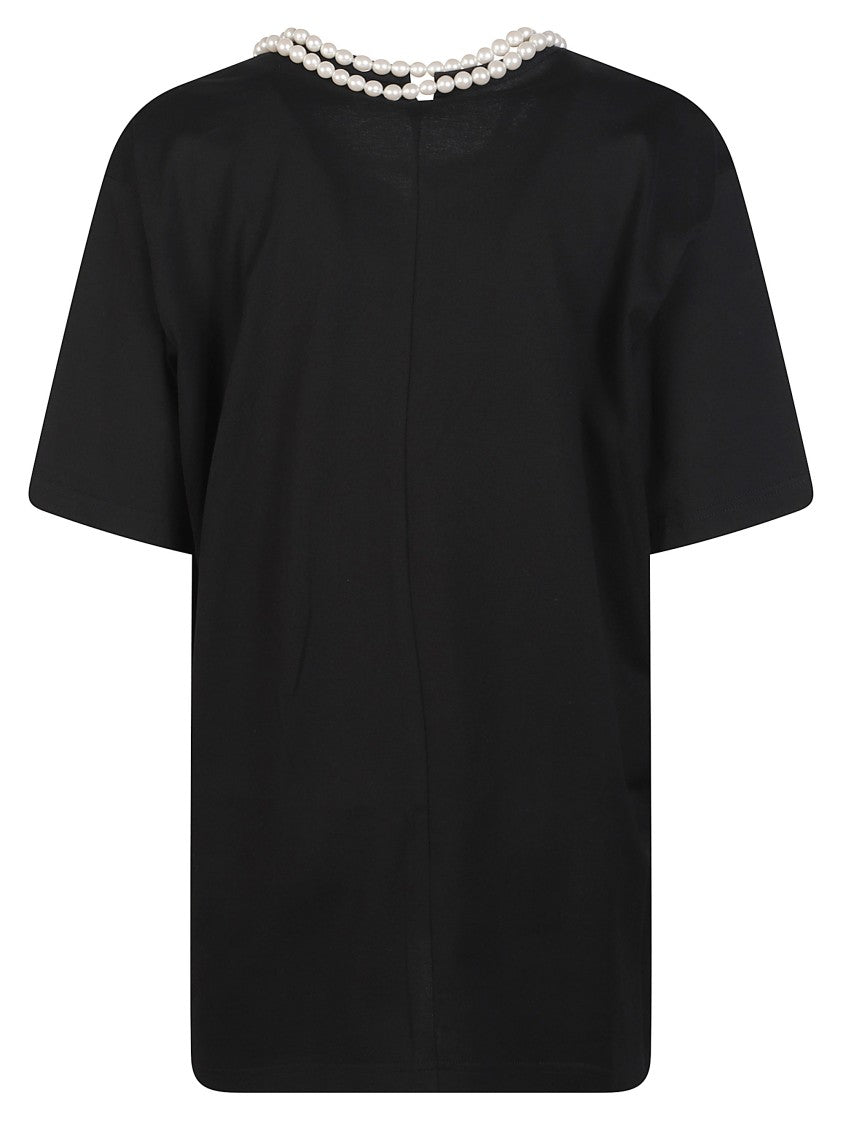 Junya Watanabe Black Pearl Necklace Detail Cotton T-Shirt
