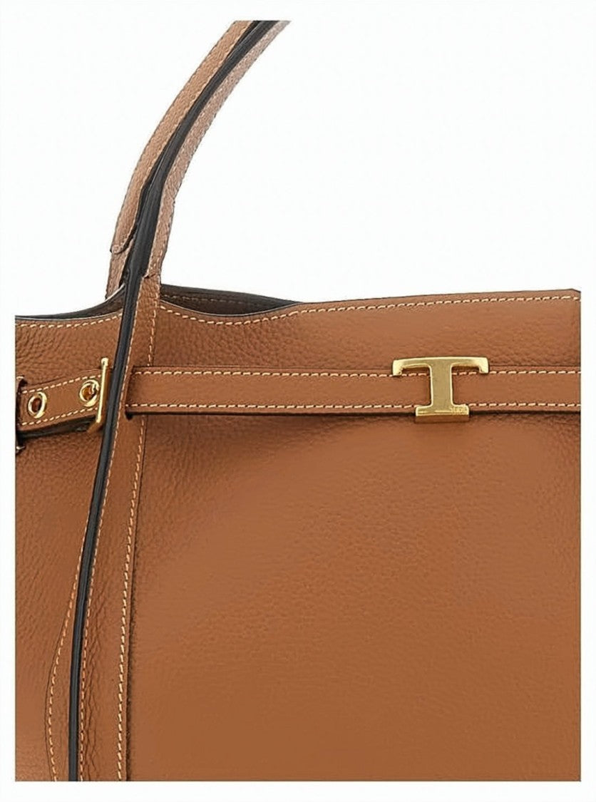 Tod's Trapezoidal Calf Leather Tote Bag With Gold-Tone Hardware