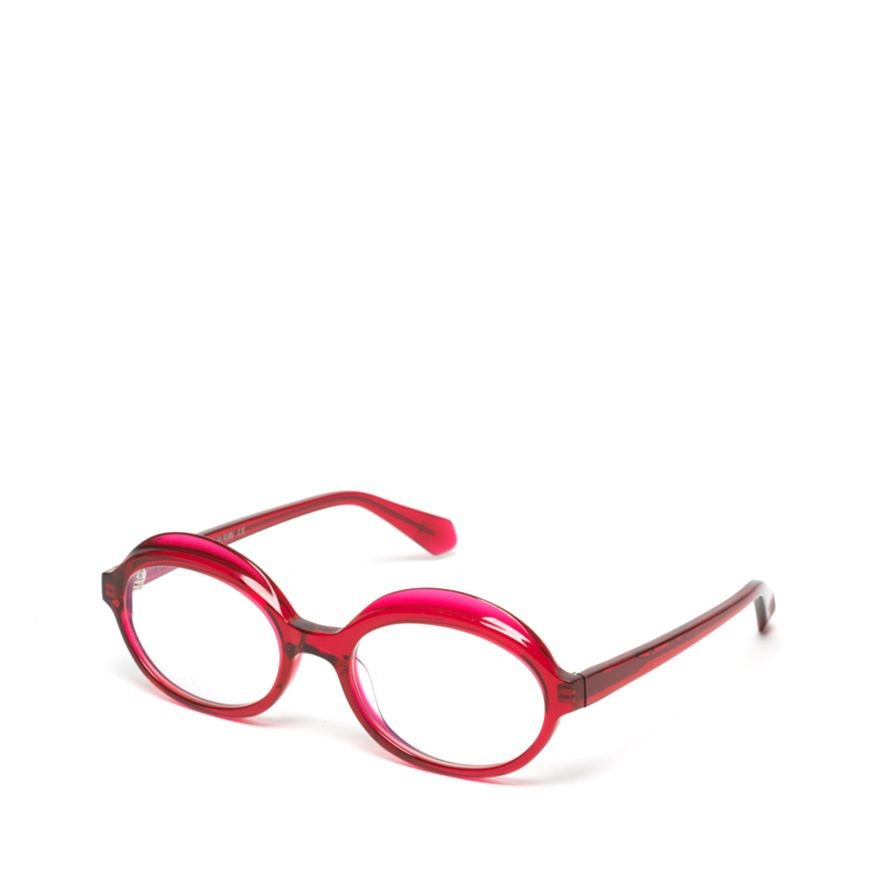 Rewind Gravity Oval Frame Red Acetate Eyeglasses With Smooth Finish
