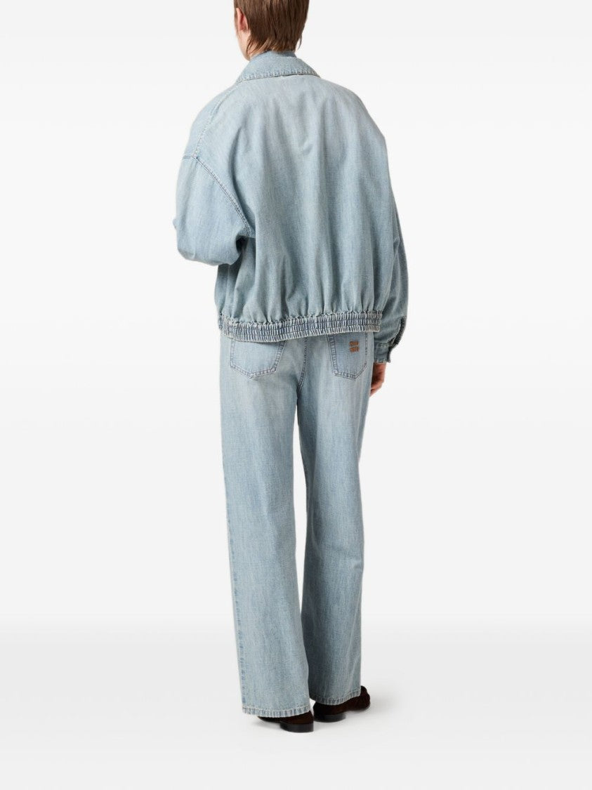 Miu Miu Blue High-Rise Chambray Stonewashed Jeans