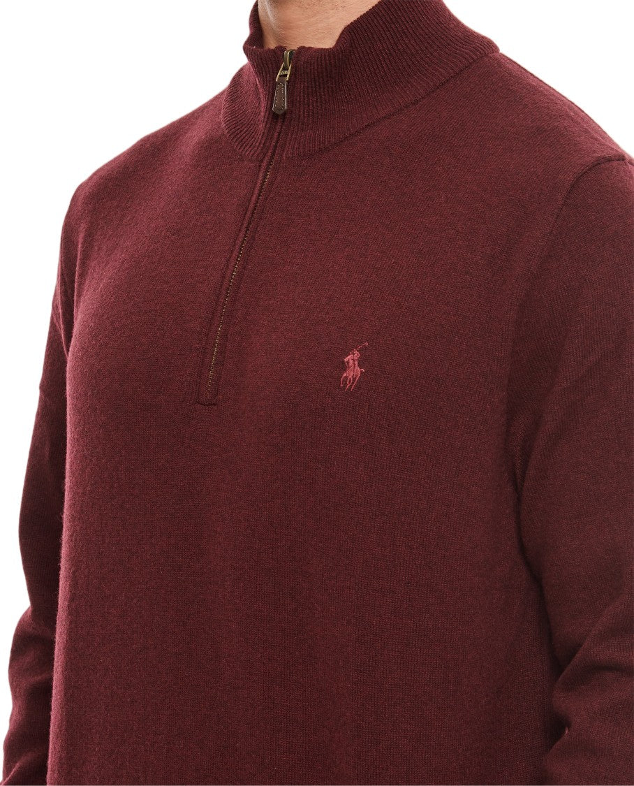Polo Ralph Lauren Half-Zip Wool Pullover With Ribbed Stand Collar And Embroidered Logo