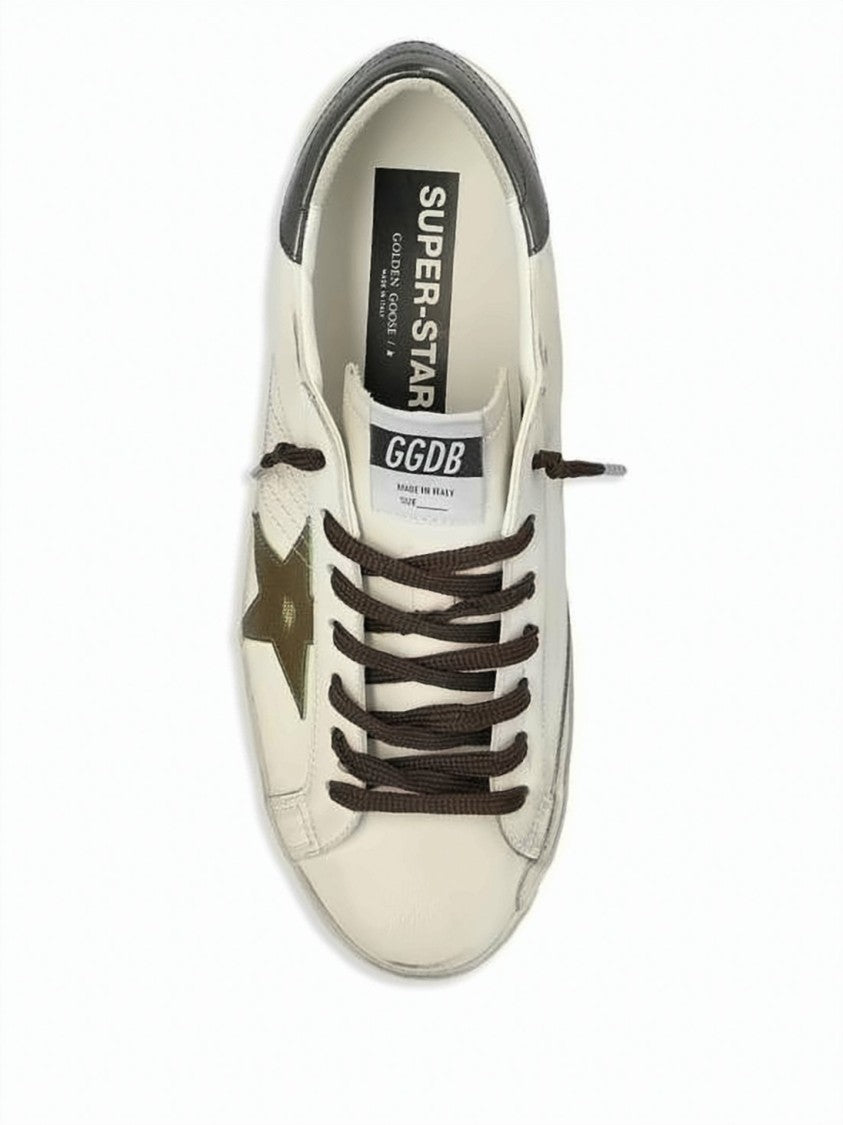 Golden Goose Distressed White Leather Low-Top Sneakers