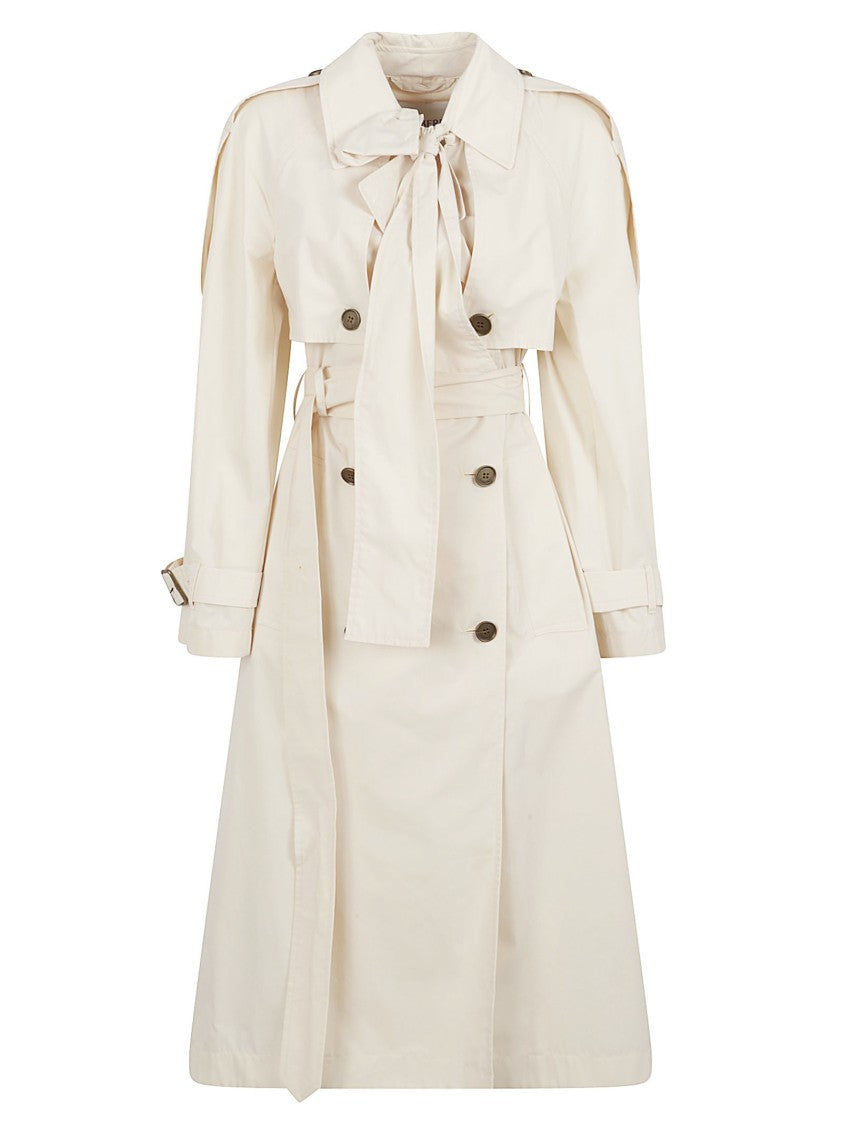Burberry Trench Coat With Bow Tie Detail And Adjustable Cuffs