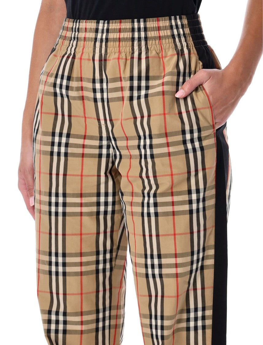 Burberry London Wide-Leg Cotton Check Trousers