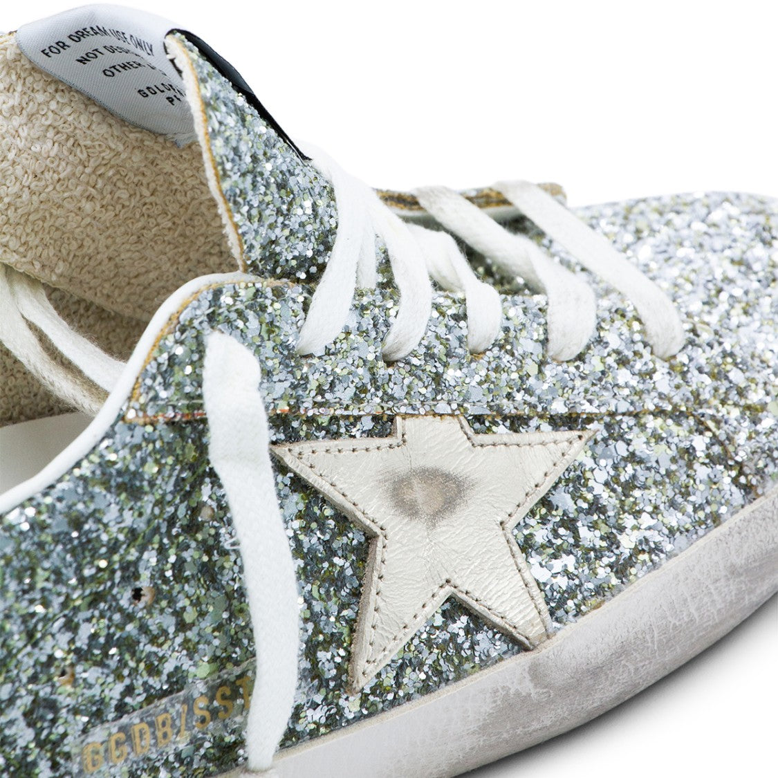 Golden Goose Silver Glitter-Covered Low-Top Sneakers