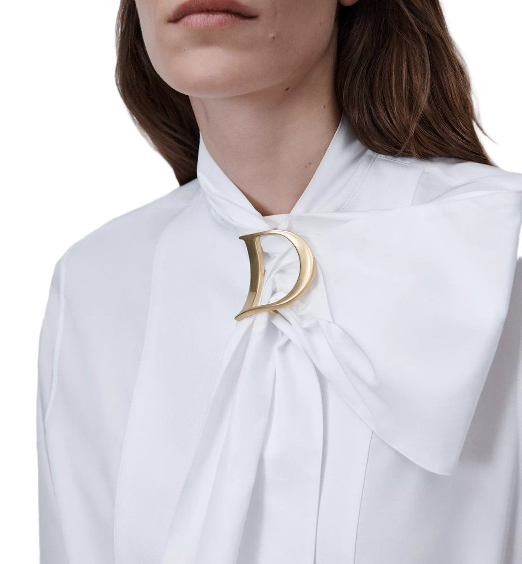Christian Dior Crisp White Bow Detail Cotton Shirt