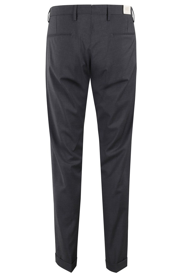 Briglia Tapered Dark Grey Trousers With Cuffed Hem