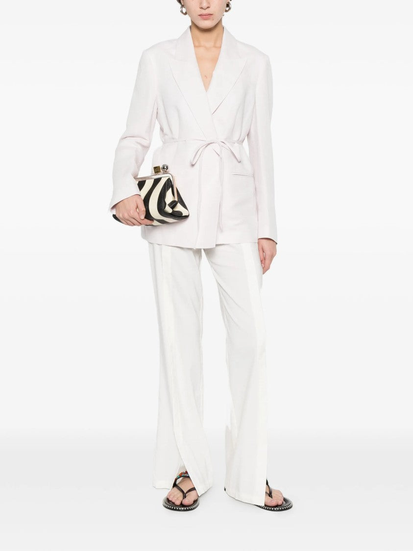 Twin-Set Blazer Tailored Linen Self-Tie Blazer