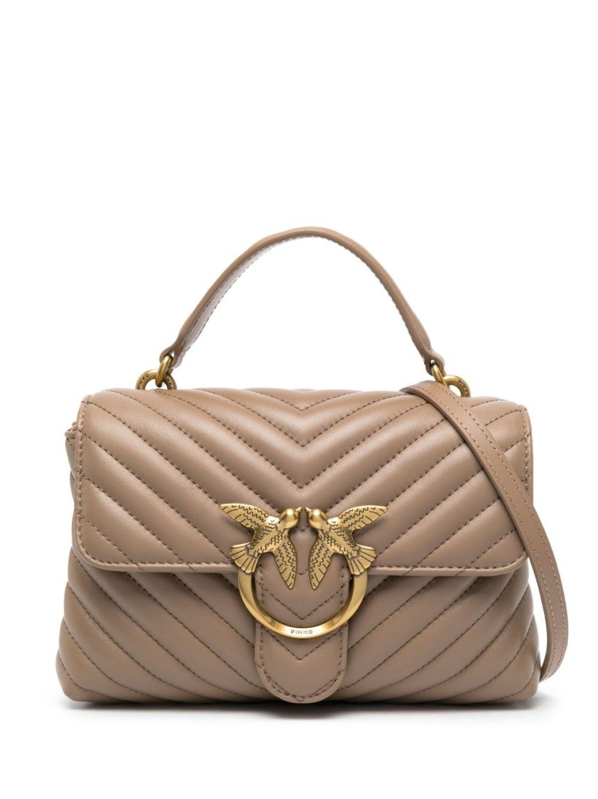 Pinko Chevron Quilted Calf Leather Bag