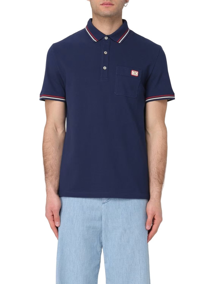 Valentino Short-Sleeved Polo With Contrasting Stripe Accents