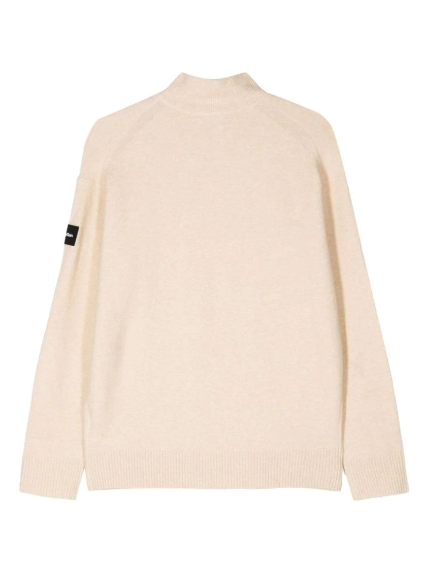 Calvin Klein Grey Lycra Blend Quarter Zip Sweater