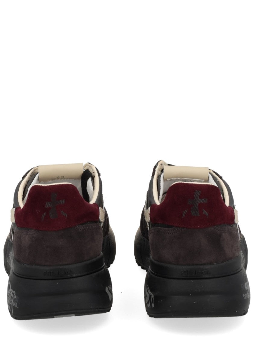 Premiata Chunky Sole Black Sneakers With Logo Accent And Padded Collar