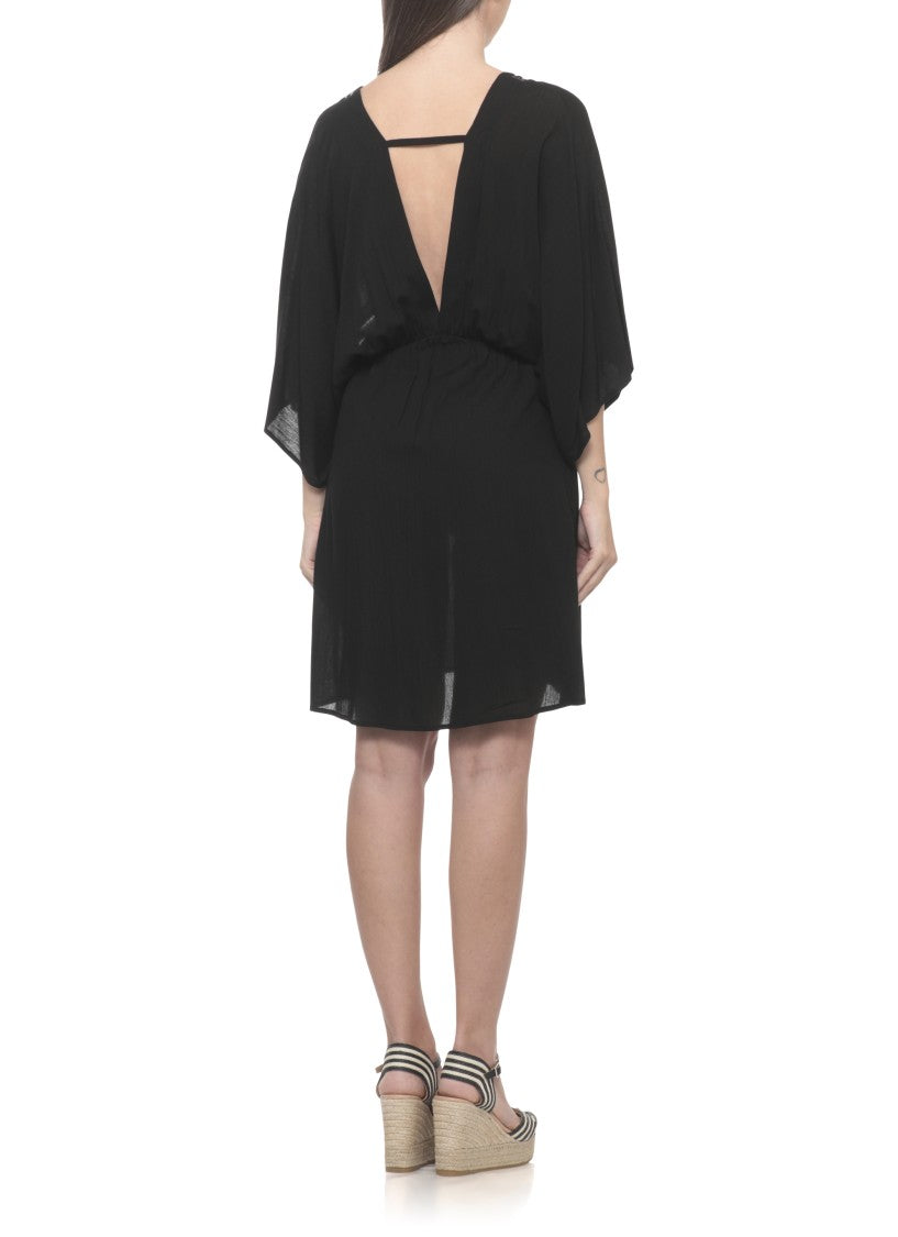 Miss Bikini Viscose Mini Dress With Intricate Beading And Open Back Design