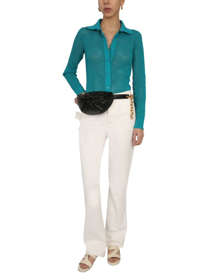 Bottega Veneta Mesh Knit Cardigan With Semi-Transparent Design