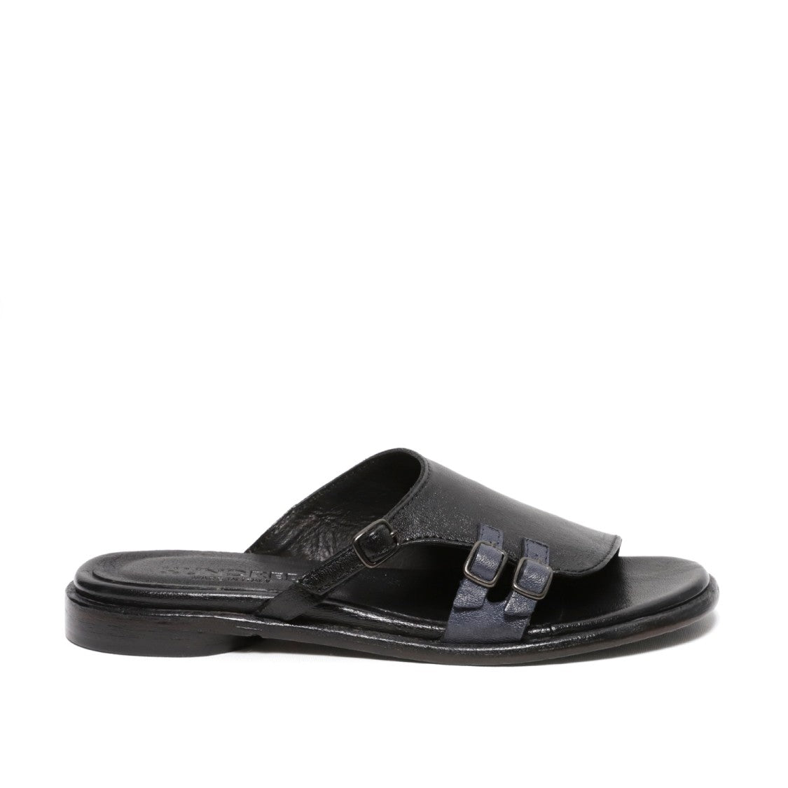 Hundred 100 Black Leather Slide Sandals
