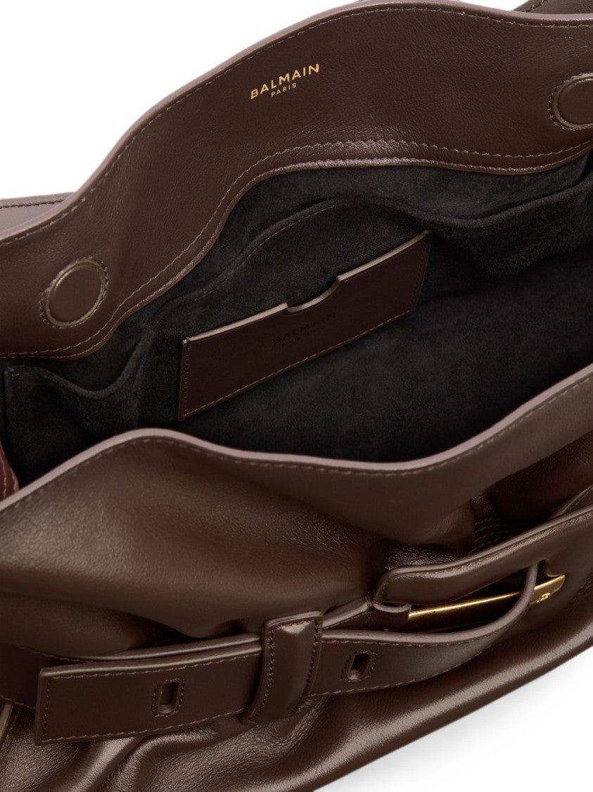 Balmain Soft Leather Wide Belt Shoulder Bag
