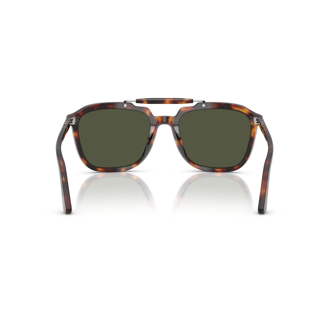 Persol 0Po0203s Bold Square Tortoiseshell Acetate Sunglasses With Silver Accents