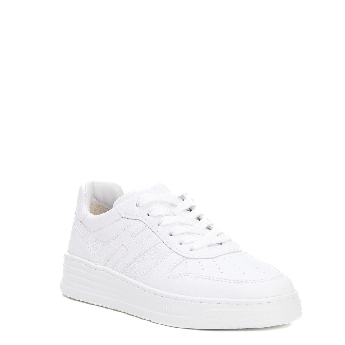 Hogan Basket Hammered Leather White Sneakers