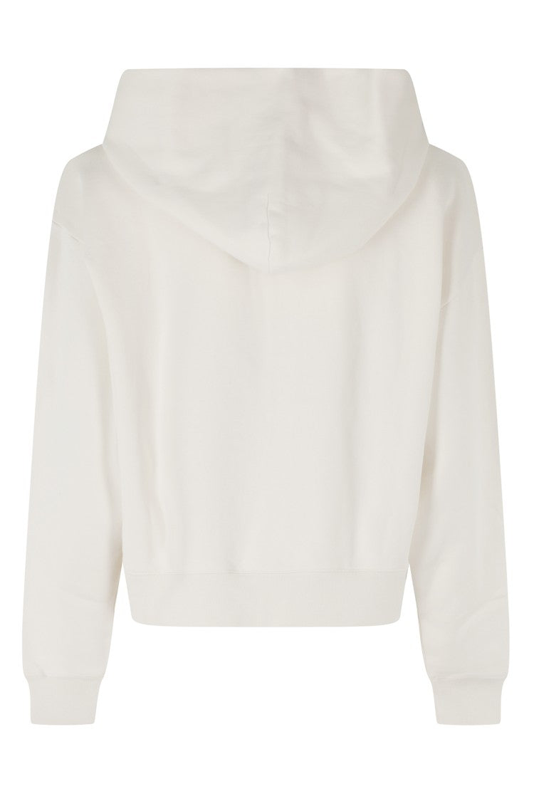 Sporty And Rich Cream La Embroidered Logo Zipped Cotton Hoodie
