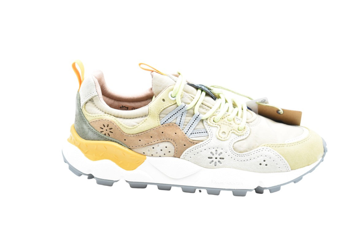 Flower Mountain Yellow Beige Suede Nylon Laced Shoes