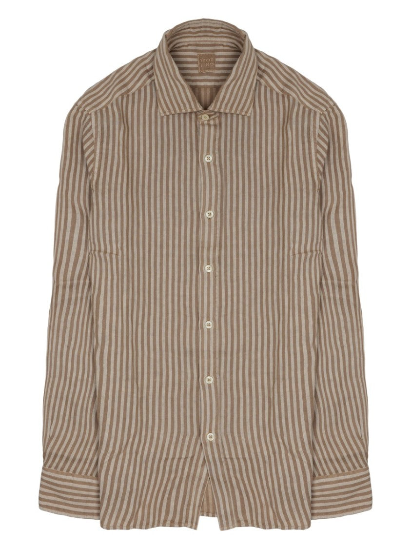 120% Lino Vertical Striped Linen Long Shirt
