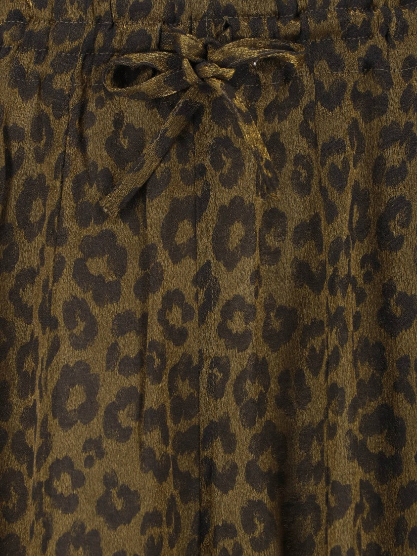 Needles Brown Animal Print Drawstring Cotton Shorts