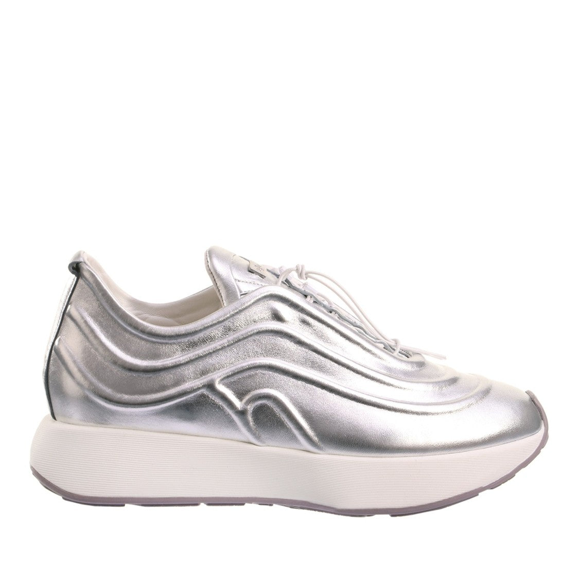 Högl Silver Metallic Wavy Design Lace-Up Sneakers