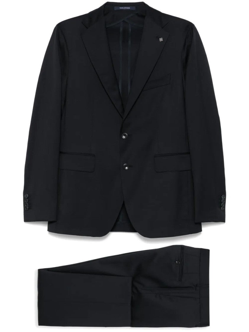 Tagliatore Tailored Black Suit With Notch Lapels