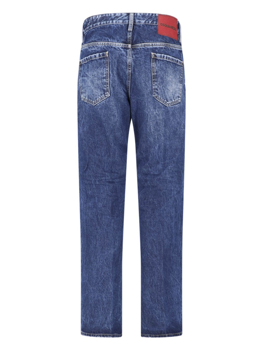 Dsquared2 Straight Leg Jeans With Medium Blue Wash