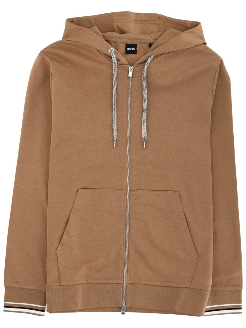 Boss Brown Cotton-Blend C-Spencer Hooded Sweatshirt