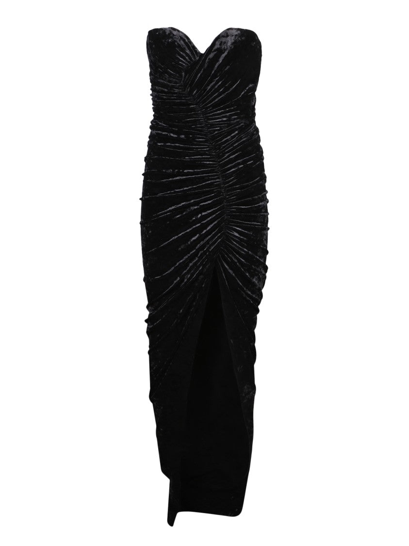 Alexandre Vauthier Ruched Velvet Evening Dress With Silhouette And High Slit