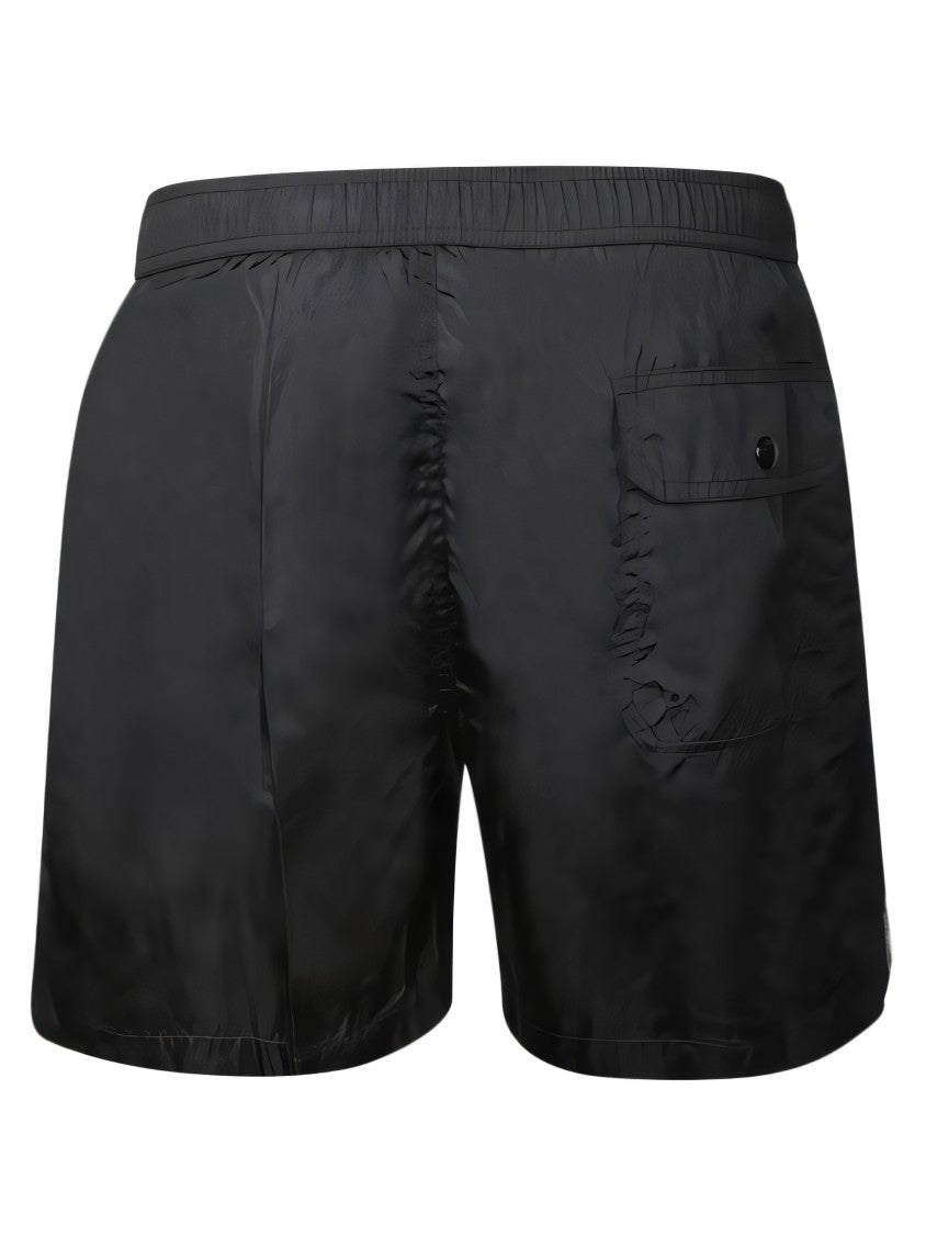 Moncler Black Shorts With Distinctive Side Stripe