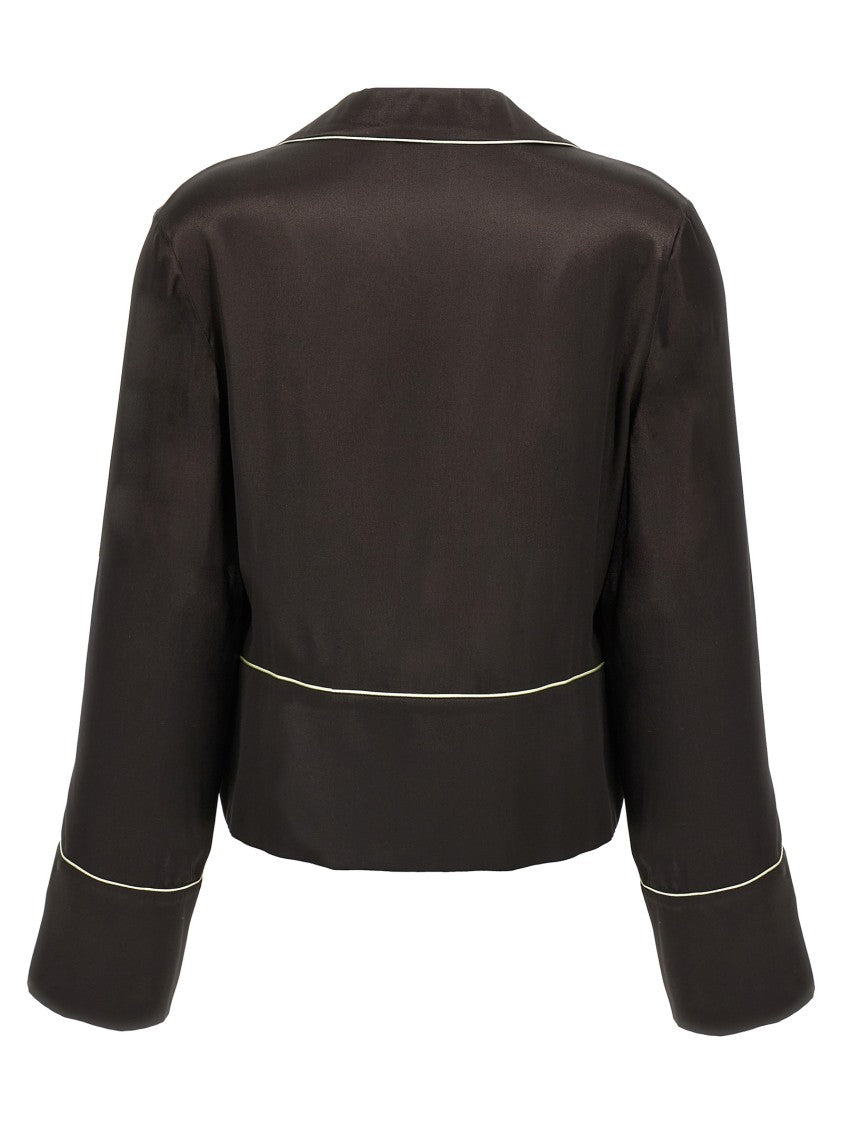 Off-White Pajama-Style Black Shirt In Acetate And Silk Blend