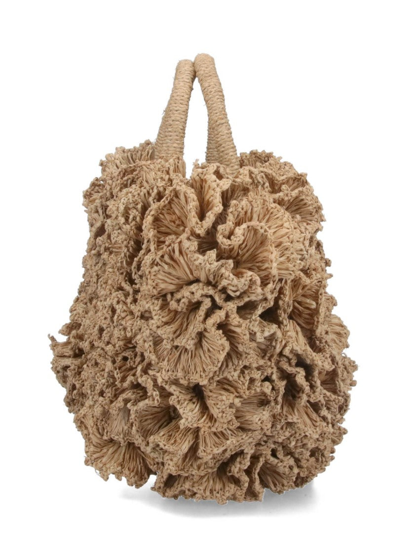 Ibeliv Ruffled Beige Handbag With Textured Design