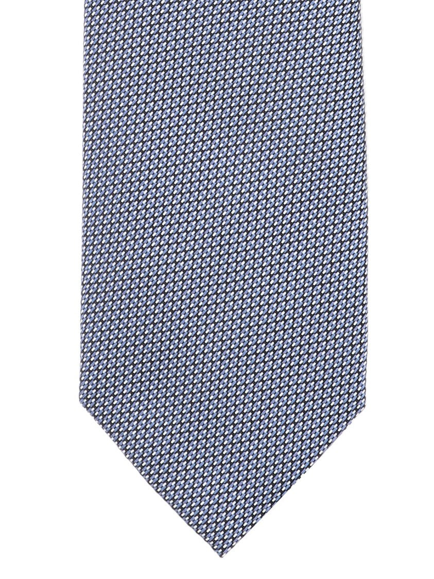 Tom Ford Blue Geometric Pattern Tie With Glossy Finish