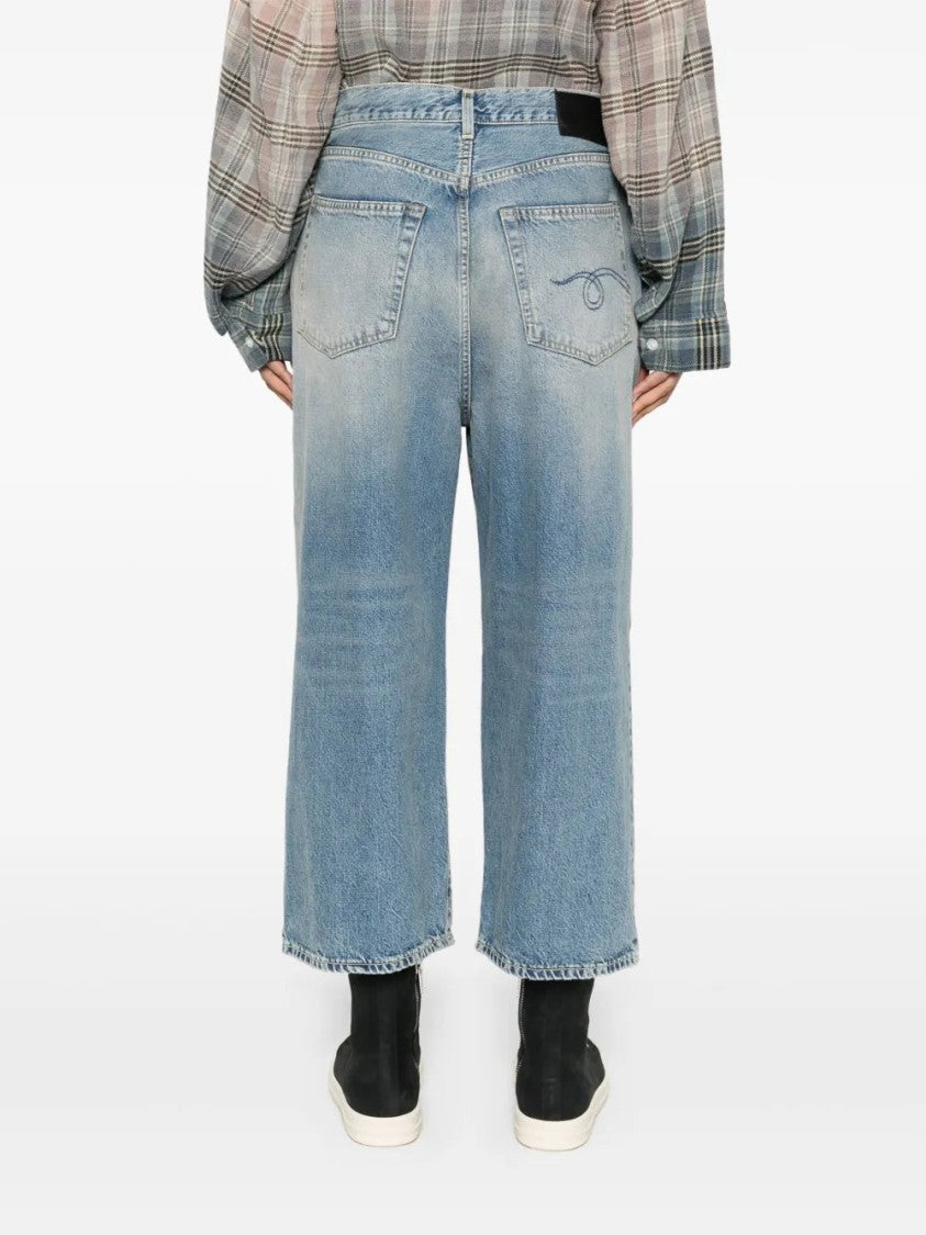 R13 Wide-Leg Cropped Jeans With Concealed Fastening