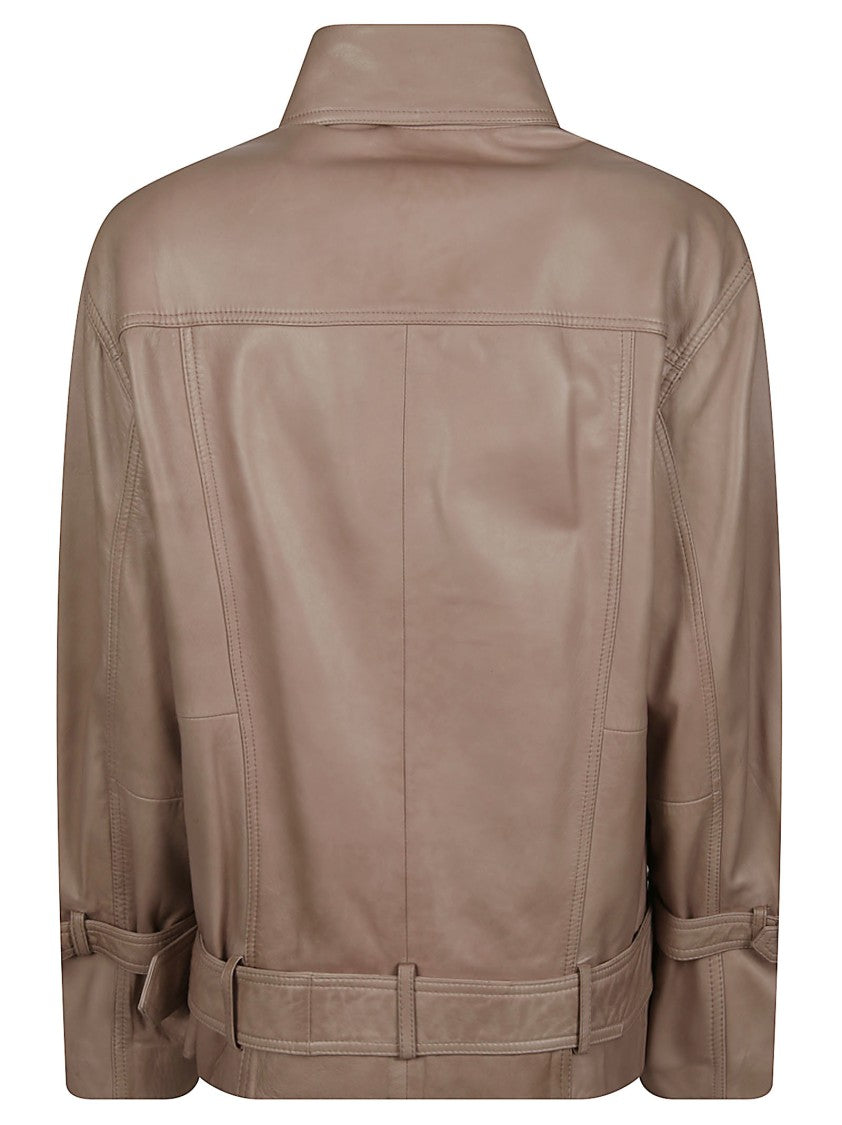 Pinko Candy Asymmetrical Zipper Leather Biker Jacket