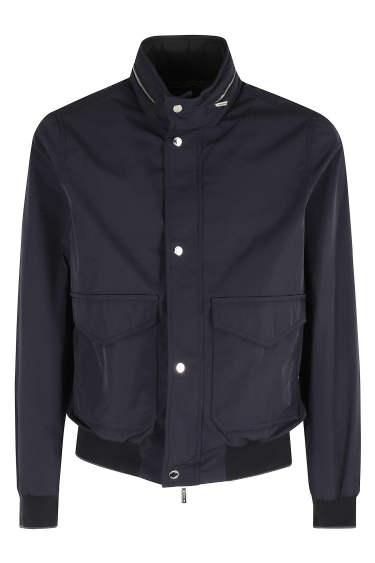 Moorer Dark Blue Tanner At Concealed-Hood Polyester Jacket