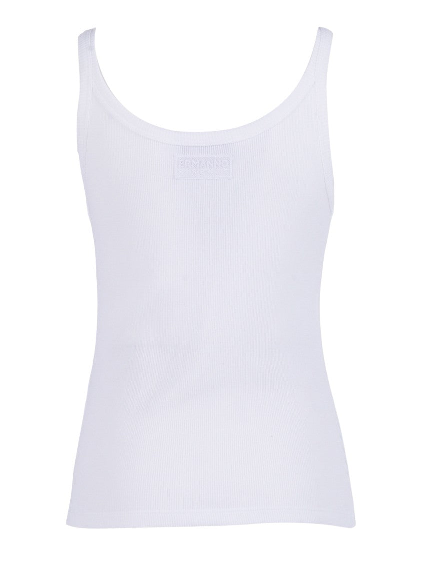 Ermanno Scervino Ribbed Floral Embroidered Tank Top
