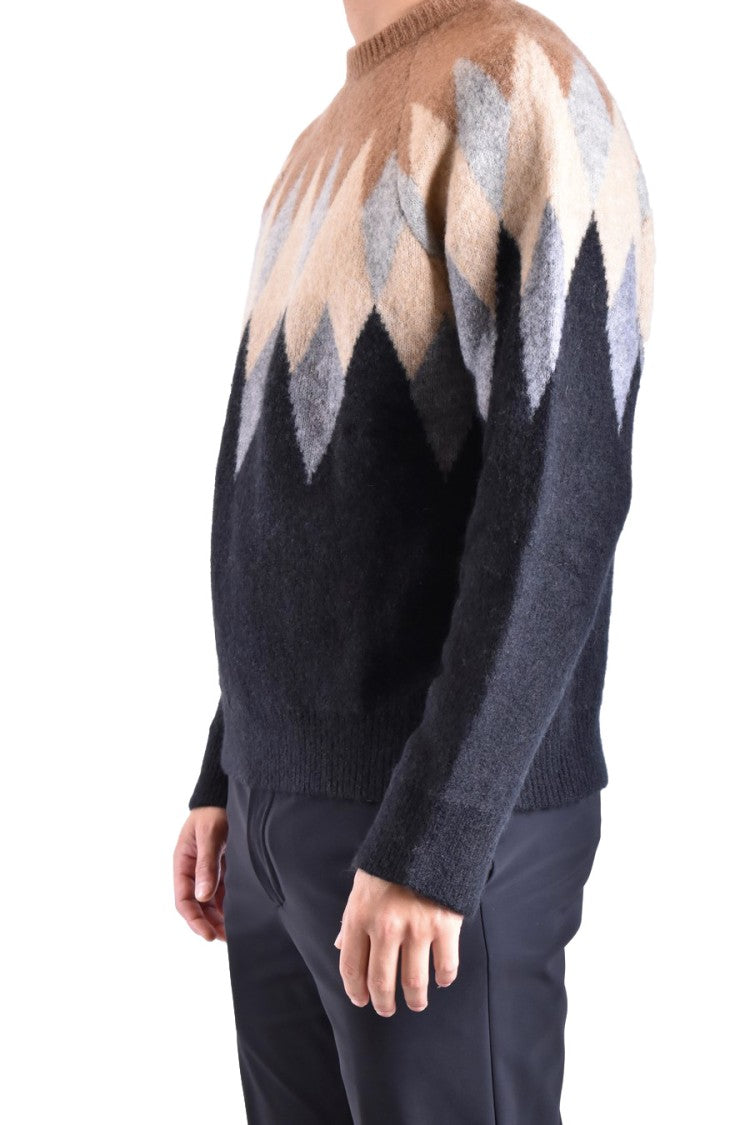 Laneus Diamond Pattern Knitwear In Earthy Tones