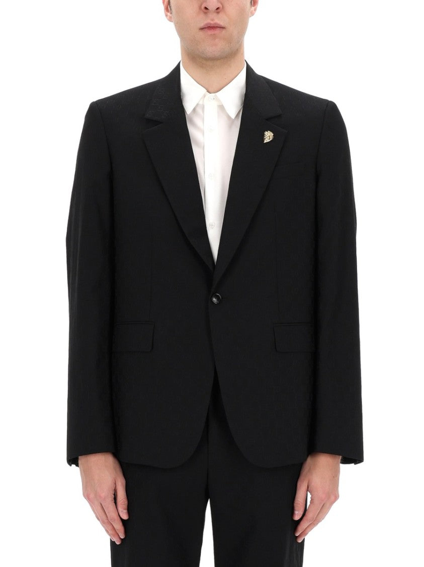 Gucci Single-Breasted Jacket With Subtle Gg Weave