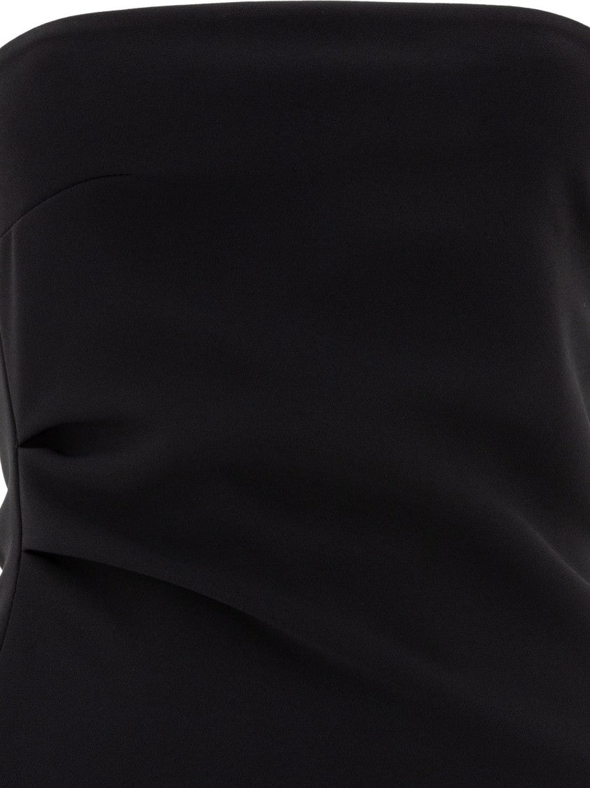 F.It Strapless Black Midi Dress With Subtle Draping