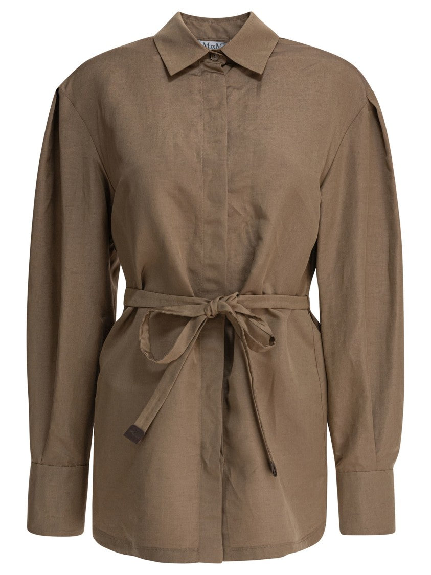 Max Mara Beige Linen-Silk Blend Shirt