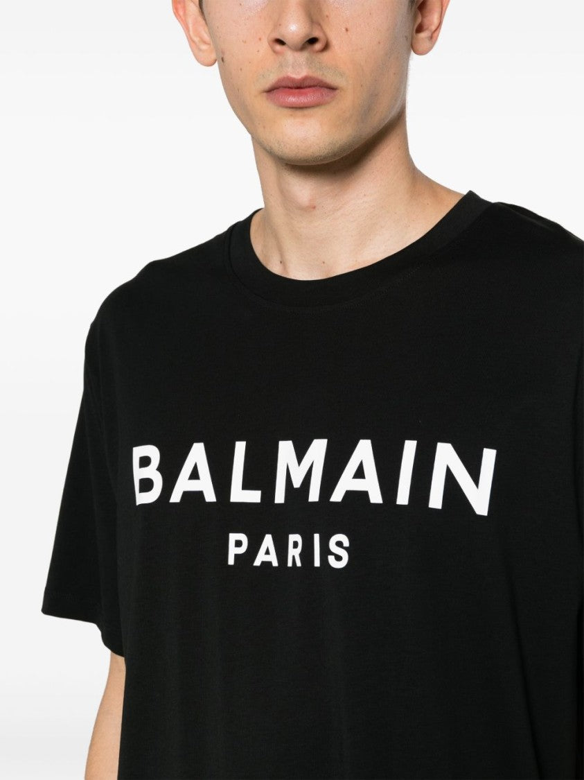 Balmain Cotton Jersey T-Shirt With Logo Print And Classic Fit