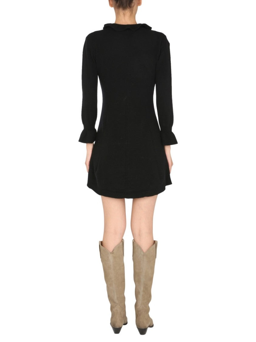 Alberta Ferretti High-Neck Mini Dress With Ruffled Details