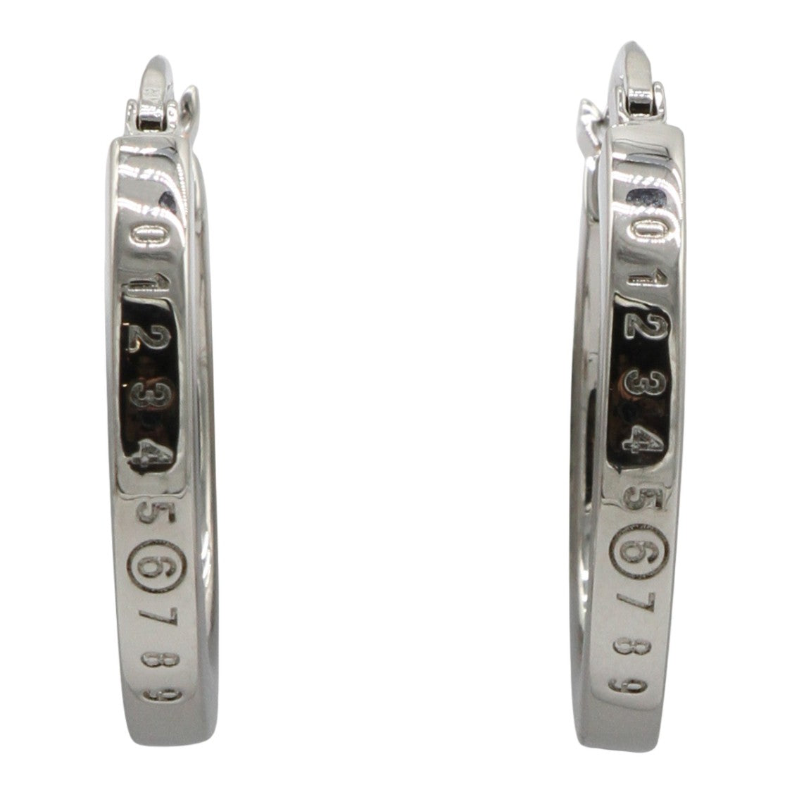 Mm6 By Maison Margiela Polished Silver-Tone Hoop Earrings With Engraved Detail