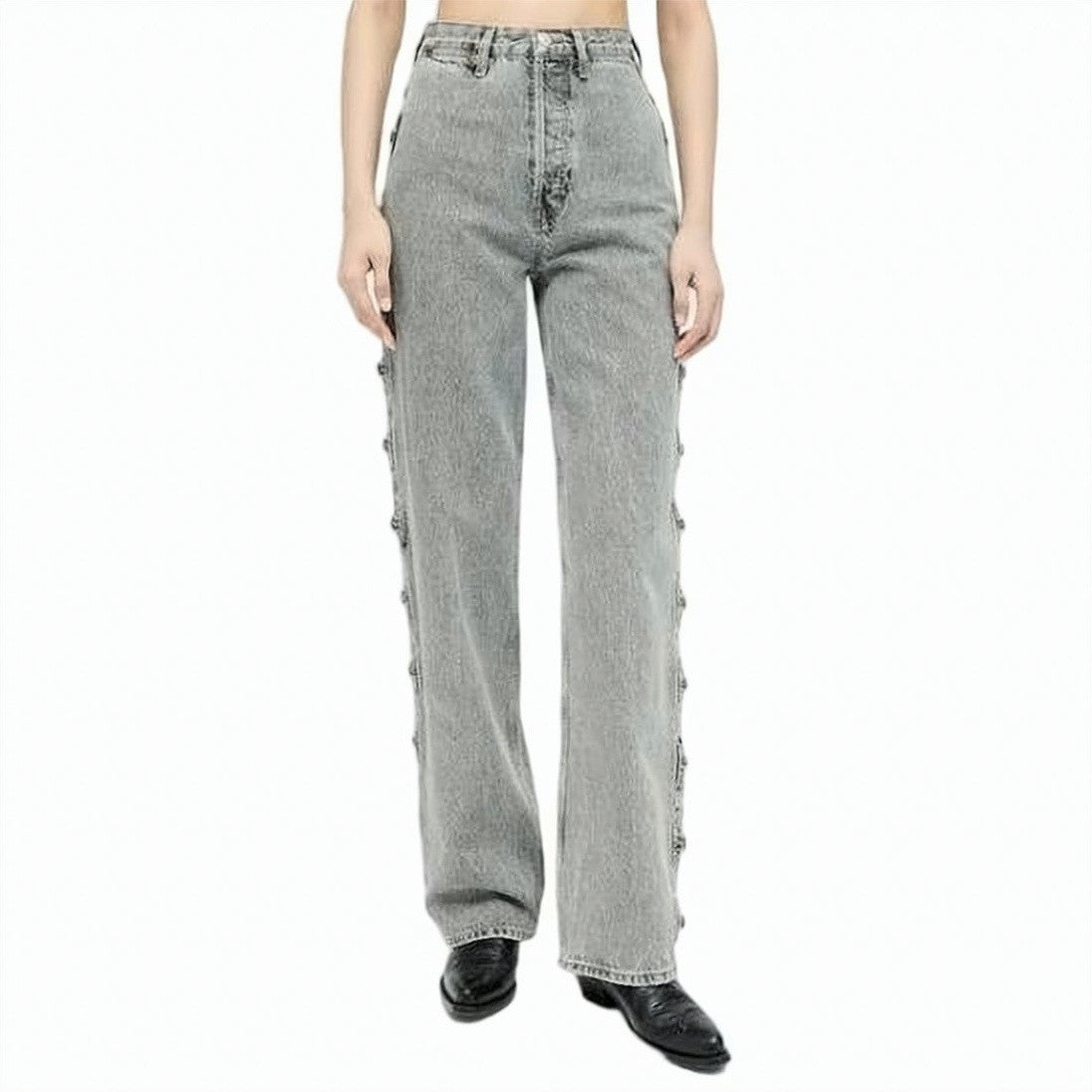Re/Done High-Waisted Straight-Leg Denim Pants