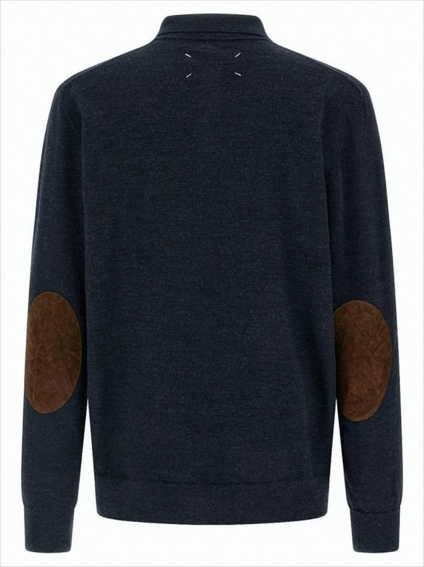 Maison Margiela Wool Polo Sweater With Elbow Patches