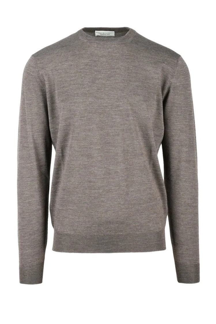 Filippo De Laurentiis Brown Merino Wool Men's Crewneck Pullover