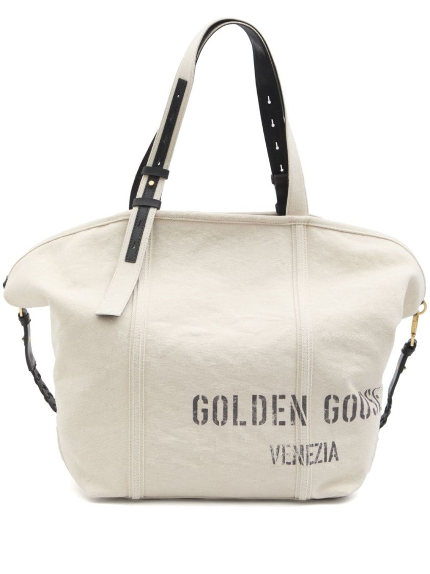 Golden Goose Spacious Beige Handbag With Dual Handles And Adjustable Strap